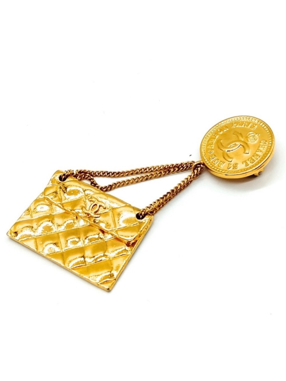 CHANEL Classic Flap Purse Brooch w/ CC detail